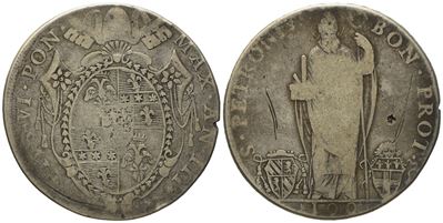 Stato Pontificio. Bologna. Pio Vi (1775 - 1799). Scudo Romano da 100 Bolognini 1777, Anno III. Ag...