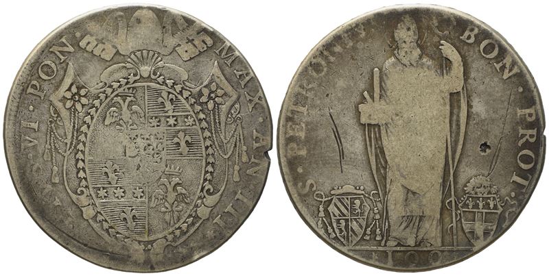 Stato Pontificio. Bologna. Pio Vi (1775 - 1799). Scudo Romano da 100 Bolognini 1777, Anno III. Ag...