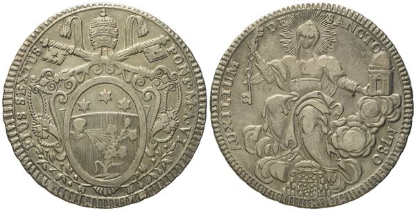 STATO PONTIFICIO. Roma. Pio VI (1775 - 1799). Scudo 1780. Ag (26,2 g; 41,4 mm)  - Asta Monete e medaglie medievali e moderne italiane ed estere - Bertolami Fine Art - Casa d'Aste