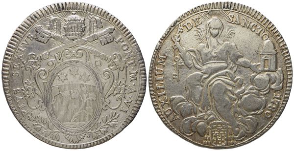 STATO PONTIFICIO. Roma. Pio VI (1775 - 1799). Scudo 1780. Ag (26,2 g; 41,5 mm)  - Asta Monete e medaglie medievali e moderne italiane ed estere - Bertolami Fine Art - Casa d'Aste