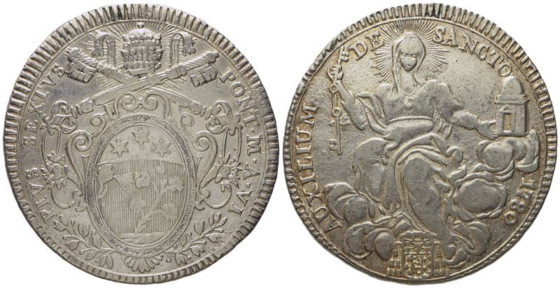 Stato Pontificio. Roma. Pio Vi (1775 - 1799). Scudo 1780. Ag (26,2 G; 41,5 MM)