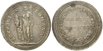 Roma. Prima Repubblica Romana (1798-1799). Scudo Romano. Ag (26,2 G; 42,2 MM)