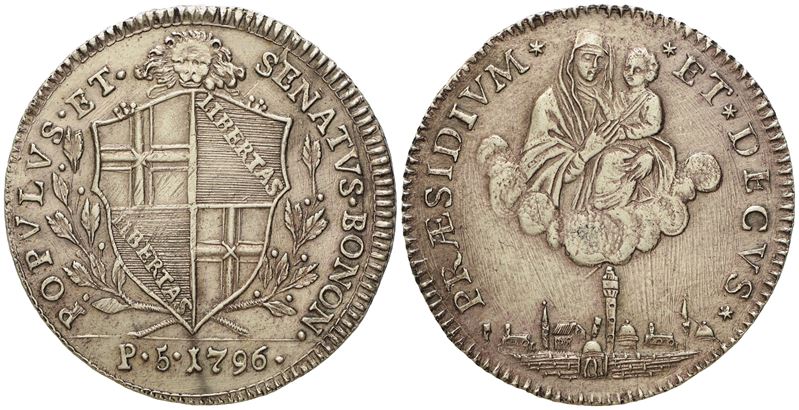 Bologna. Governo Popolare (1796 - 1797). Mezzo Scudo 1796. Ag (14,3 G; 35,2 MM)