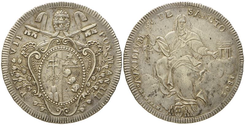 Stato Pontificio. Roma. Pio VII (1800 - 1823). Scudo 1802, Anno III. Ag (26,45 G; 41,5 MM)
