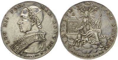 Stato Pontificio. Bologna. Leone XII. Scudo 1825, Anno III. Ag (26,36 G; 40,6 MM)
