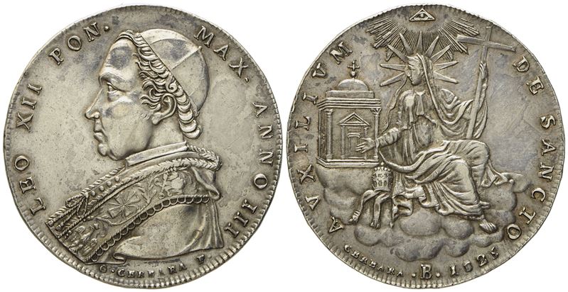 Stato Pontificio. Bologna. Leone XII. Scudo 1825, Anno III. Ag (26,36 G; 40,6 MM)
