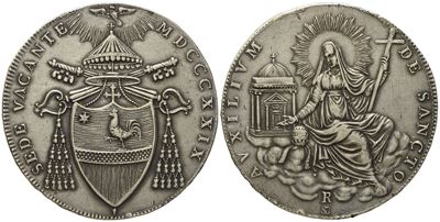 Stato Pontificio. Roma. Sede Vacante 1829. Scudo 1829. Ag (26,25 G; 41,1 MM)
