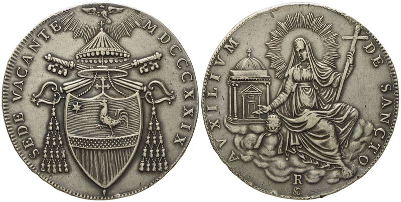 Stato Pontificio. Roma. Sede Vacante 1829. Scudo 1829. Ag (26,25 G; 41,1 MM)