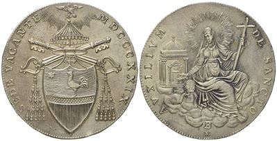 Stato Pontificio. Bologna. Sede Vacante 1829. Scudo 1829. Ag (26,3 G; 41,3 MM)