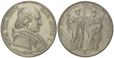 Stato Pontificio. Bologna. Pio VIII (1829 - 1830). Scudo 1830. Ag (26,31 G; 37,8 MM)