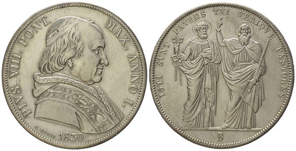 STATO PONTIFICIO. Bologna. Pio VIII (1829 - 1830). Scudo 1830. Ag (26,31 g; 37,8 mm)  - Asta Monete e medaglie medievali e moderne italiane ed estere - Bertolami Fine Art - Casa d'Aste