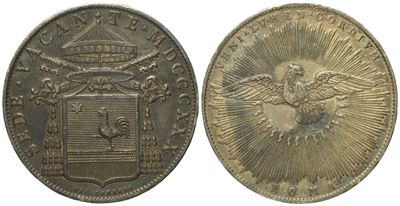Stato Pontificio. Roma. Sede Vacante 1830. Scudo 1830. Ag (26,36 G; 37,3 MM)