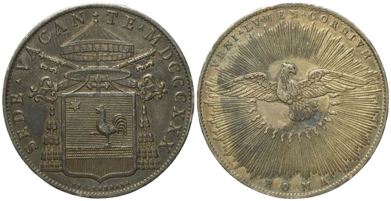 Stato Pontificio. Roma. Sede Vacante 1830. Scudo 1830. Ag (26,36 G; 37,3 MM)
