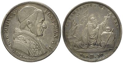 Stato Pontificio. Bologna. Gregorio XVI (1831-1846). Mezzo Scudo da 50 Baiocchi 1832. Ag (13,13 G...