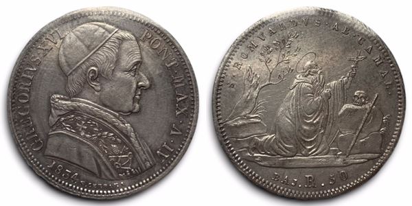 STATO PONTIFICIO. Roma. Gregorio XVI (1831-1846). Mezzo scudo da 50 baiocchi 1834. Ag (13,2 g; 32 mm)