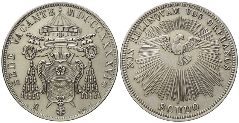 Stato Pontificio. Roma. Sede Vacante 1846. Scudo 1846. Ag (26,76 G; 37,4 MM)