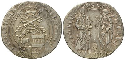 Stato Pontificio. Macerata. Alessandro Vi (1492-1503). Grosso. Ag (2,69 G; 25,8 MM)