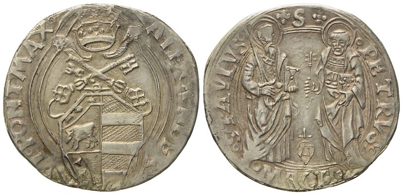 Stato Pontificio. Macerata. Alessandro Vi (1492-1503). Grosso. Ag (2,69 G; 25,8 MM)