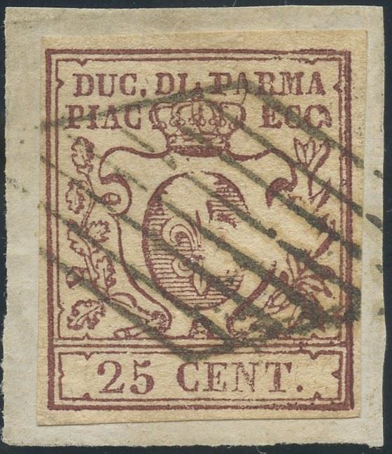 Ducato di Parma - 25cent. n.10  - Asta Francobolli e Storia Postale - Bertolami Fine Art - Casa d'Aste