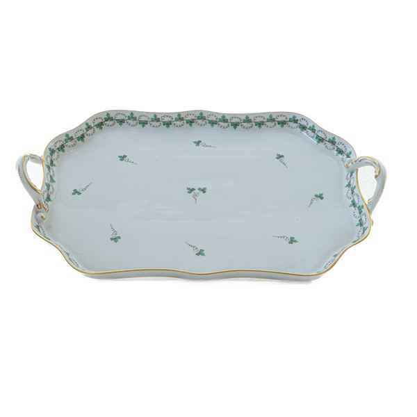 Quadrangular shaped white porcelain tray