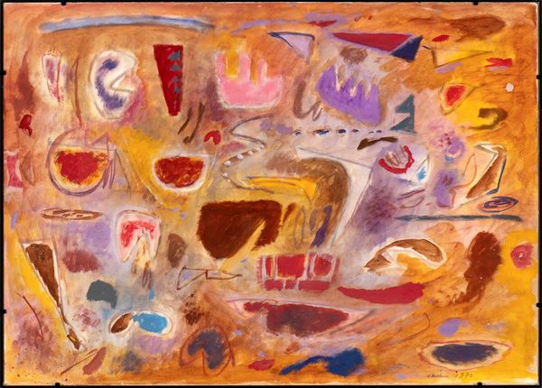 PIERO SADUN : Untitled   (1970)  - Mixed media on cardboard - Auction Modern and Contemporary Art / 20TH Century Ceramics. Including a collection of Futurism paintings - Bertolami Fine Art - Casa d'Aste