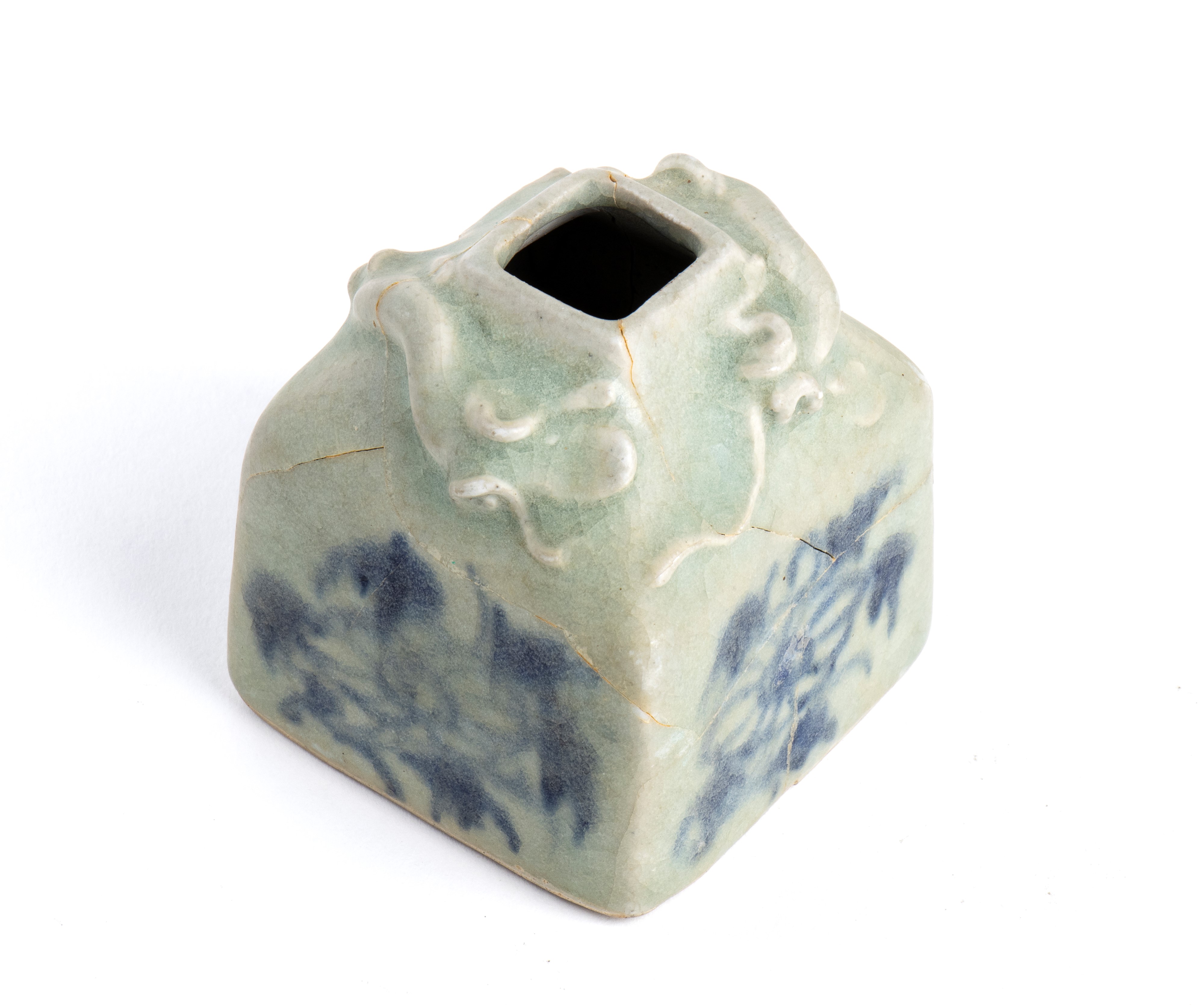 PICCOLO CONTENITORE PER ACQUA IN PORCELLANA 'BIANCO E BLU'