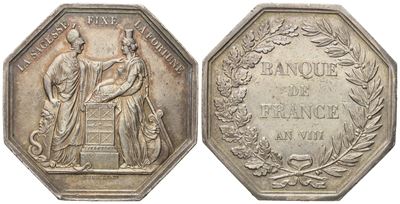 Francia. Medaglia in Argento Banque De France - An VIII (g 25,13; MM 36,3)