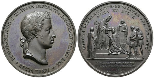 MILANO. REGNO LOMBARDO VENETO. Ferdinando I (1835-1848). Medaglia 1838 per l'incoronazione. Opus: Manfredini. Ae; 61,74gr; 52,04mm  - Asta MONETE E MEDAGLIE MODERNE, CONI, PUNZONI E RARITÀ MASSONICHE - Bertolami Fine Art - Casa d'Aste