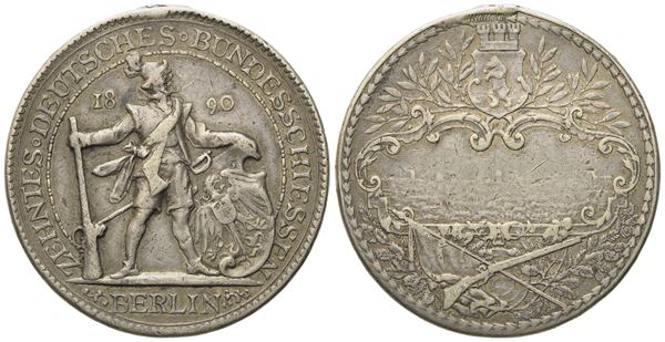 GERMANIA. Medaglia in argento 1890 per i tiri a segno di Berlino. Ag; 29gr; 40,1mm; ex mount