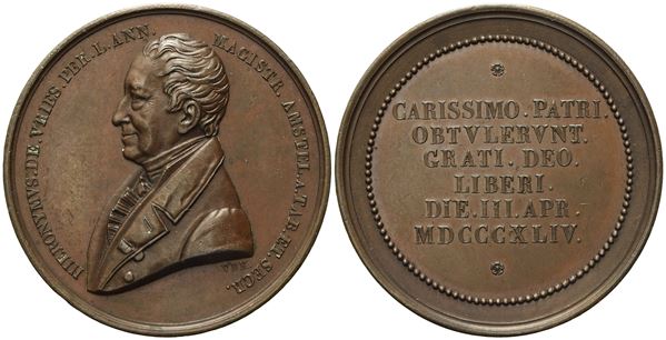 PERSONAGGI. Medaglia 1844 Hieronymus De Vries. Ae; 42,14gr; 44,67mm