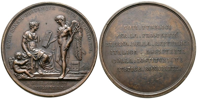 Milano. Medaglia 1802 per la Costituzione della Repubblica Italica. Comizio di Lione. Opus: Manfr...