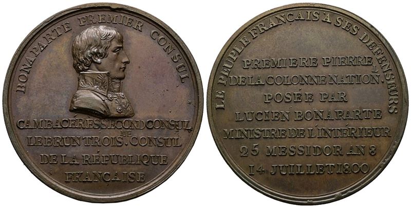 Francia. Medaglia Napoleon i Premier Consul: Commemorazione Posa Prima Pietra della Colonne Vendô...