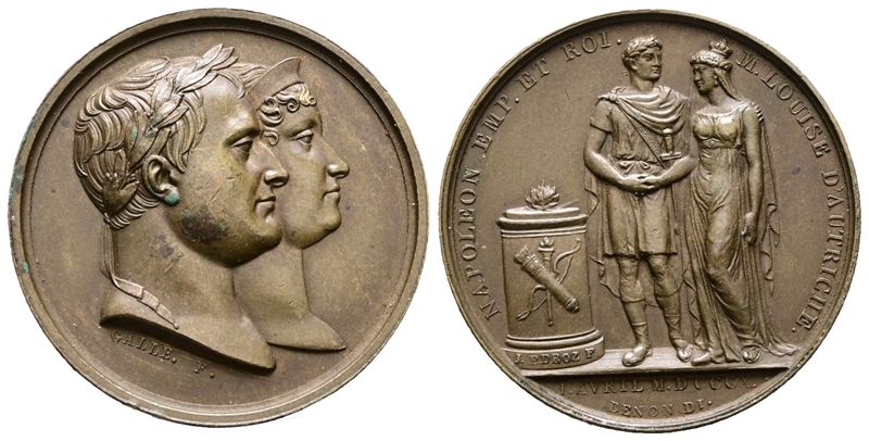 FRANCIA. Medaglia Napoleone e Maria Luisa d'Austria. Cerimonie per il Matrimonio 1810. Opus Andri...
