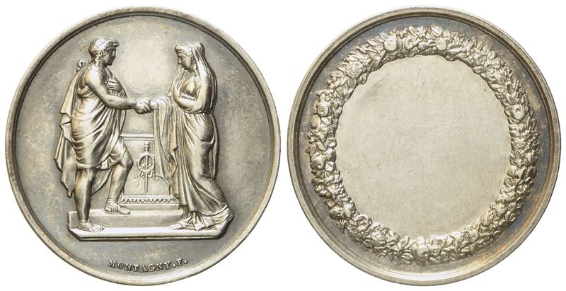 FRANCIA. Medaglia in argento matrimonio. Opus: Montagny Ag (12,15 mm; 30,11 mm)