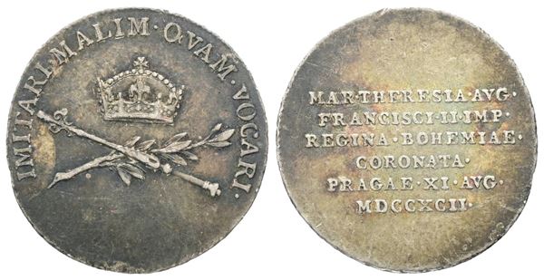 AUSTRIA. Francesco II. Medaglia gettone per l'incoronazione del 1792. Ag; 2,14gr; 20,18mm