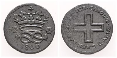 Regno di Sardegna. Carlo Emanuele IV (1796-1800). 2 Denari 1800. Mi (1,65 G; 16,32 MM). Bb/spl