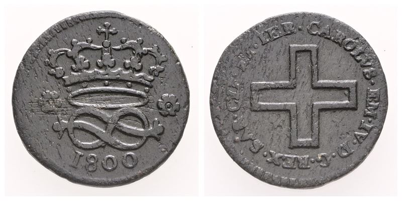 Regno di Sardegna. Carlo Emanuele IV (1796-1800). 2 Denari 1800. Mi (1,65 G; 16,32 MM). Bb/spl