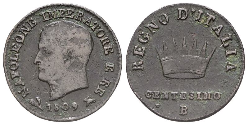 Bologna. Regno D'italia. Napoleone (1805-1814). 1 Centesimo 1809. Cu: 2,07gr; 18,7mm; Mb/bb