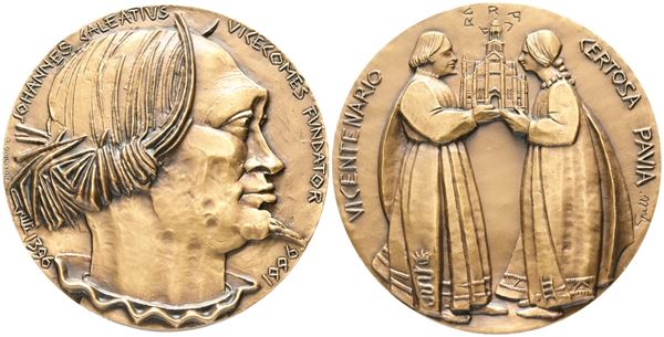 PAVIA. Medaglia Sesto Centenario della Certosa di Pavia (1396-1996). Opus: Grilli. AE 112,23gr; Ø mm 61 - in Folder