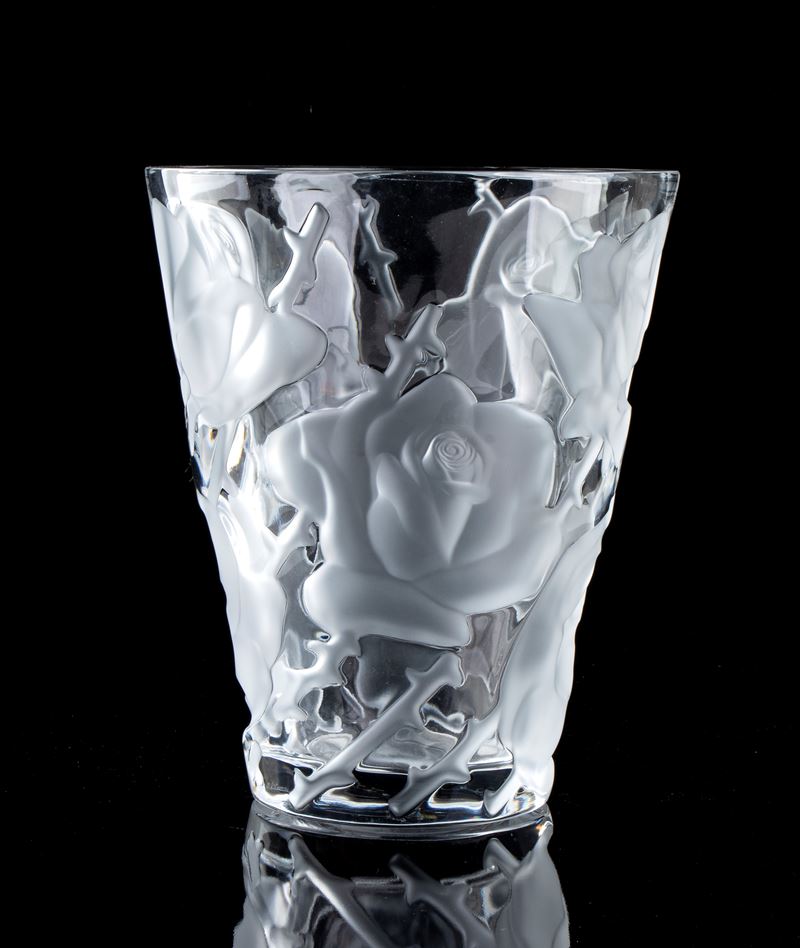 René Lalique Ay, 1860 - Parigi, 1945 - Vaso Francese in Cristallo 'ispahan'