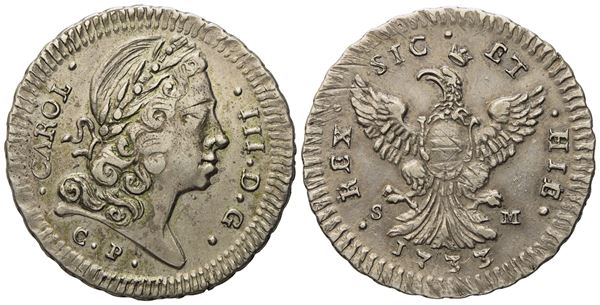 Palermo. Regno di Sicilia. Carlo III (VI) d'Asburgo (1720-1734). 4 tarì 1733. Ag (9,88 g; 30,5 mm)