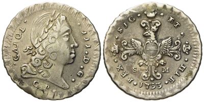 Palermo. Regno di Sicilia. Carlo III (vi) D'asburgo (1720-1734). 3 Tarì 1733. Ag (7,15 G; 27,8 MM...