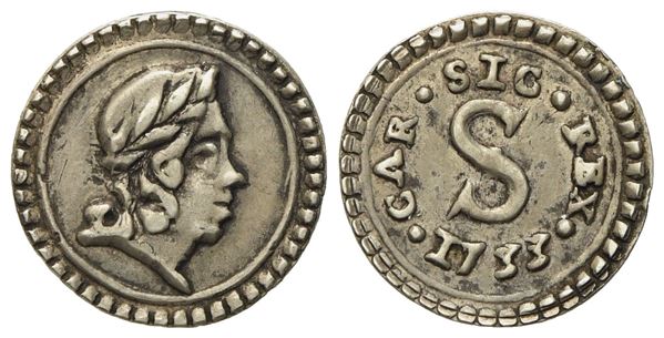 Palermo. Regno di Sicilia. Carlo III (VI) d'Asburgo (1720-1734). Cinquina 1733. Ag (0,67 g; 12,3 mm)  - Auction Modern Coins - Bertolami Fine Art - Casa d'Aste