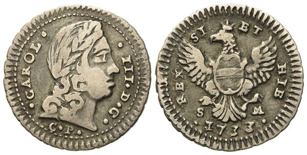 Palermo. Regno di Sicilia. Carlo III (VI) d'Asburgo (1720-1734). Tarì 1733. Ag (2,43 g; 19,6 mm)  - Auction Modern Coins - Bertolami Fine Art - Casa d'Aste