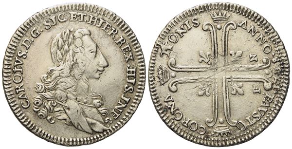 Palermo. Regno di Sicilia. Carlo di Borbone (1734 - 1759). 6 tarì 1735. Ag (13,40 g; 33 mm)