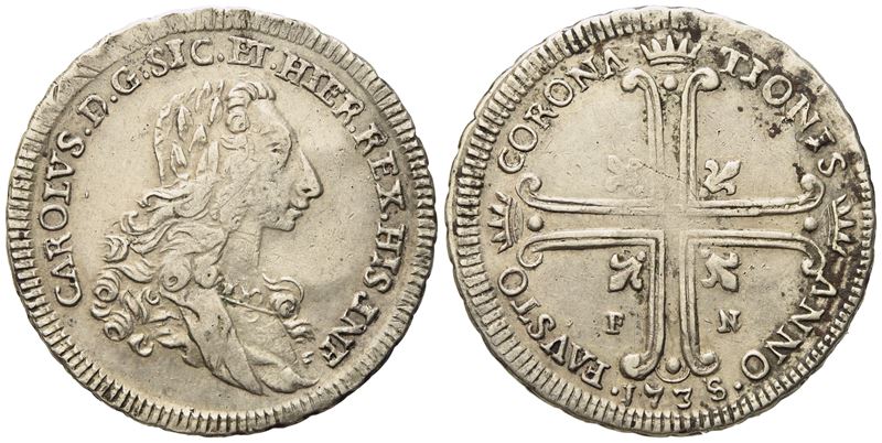 Palermo. Regno di Sicilia. Carlo di Borbone (1734 - 1759). 6 Tarì 1735. Ag (13,45 G; 33,4 MM)