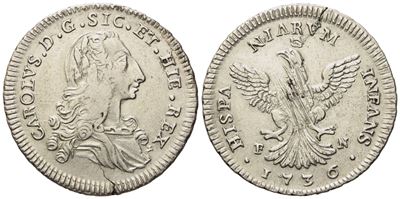 Palermo. Regno di Sicilia. Carlo di Borbone (1734 - 1759). 4 Tarì 1736. Ag (9,08 G; 31,4 MM)