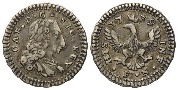 Palermo. Regno di Sicilia. Carlo di Borbone (1734 - 1759). Mezzo tarì 1739. Ag (1,19 g; 16 mm)   - Auction Modern Coins - Bertolami Fine Art - Casa d'Aste