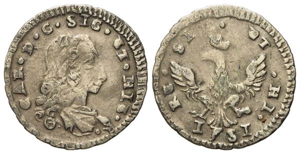 Palermo. Regno di Sicilia. Carlo di Borbone (1734 - 1759). Mezzo tarì 1751. Ag (1,15 g; 16 mm)