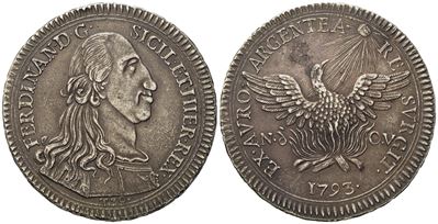 Palermo. Regno di Sicilia. Ferdinando III di Borbone (1759 - 1816). Oncia da 30 Tarì 1793. Tipolo...